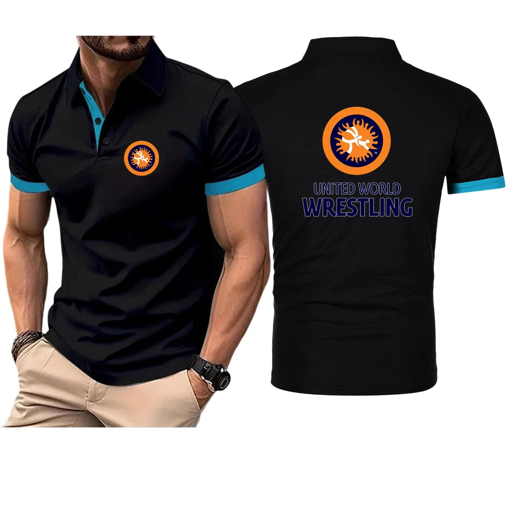 United World Wrestling UWW 2025 New Men's Polo Shirt Summer Lapel Short Sleeve Casual Breathable Light Luxury Cool T-Shirt