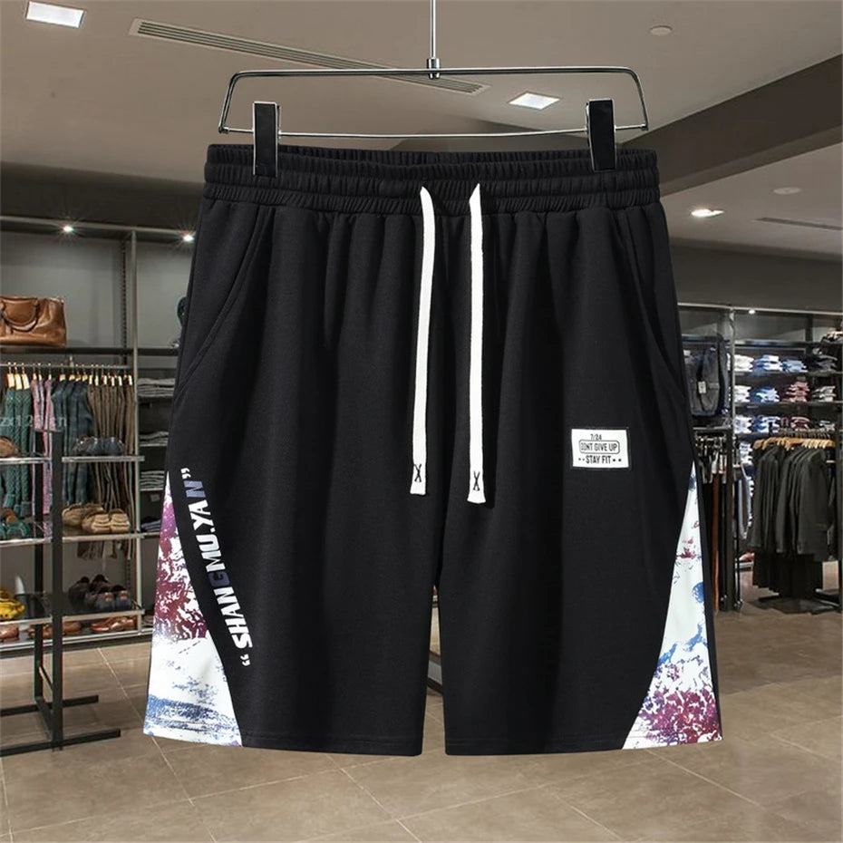 Men's Sets Summer Vintage Patchwork Suits 10XL 11XL Plus Size Summer T-shirt Shorts Male Big Size Suits