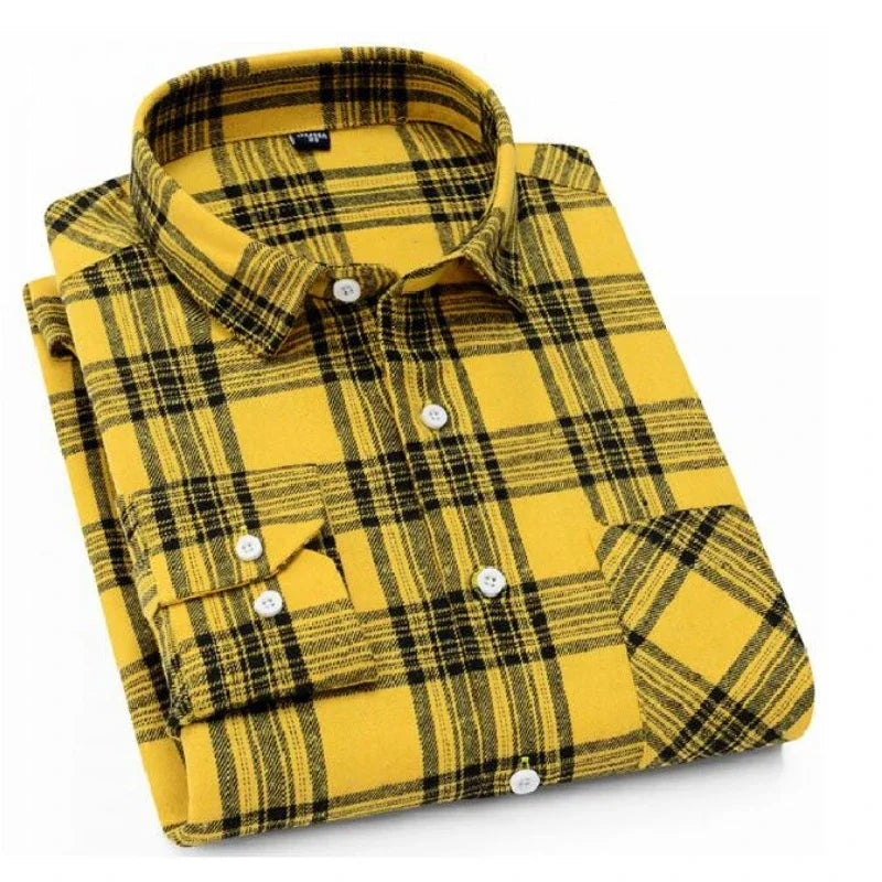 2026 New Men Flannel Plaid Shirt Soft Comfort Slim Fit Styles Brand For Man Cotton Spring Autumn Casual Long Sleeve Shirts