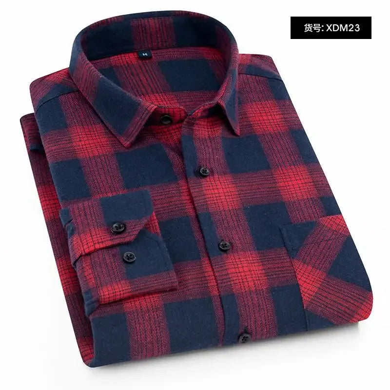 2026 New Men Flannel Plaid Shirt Soft Comfort Slim Fit Styles Brand For Man Cotton Spring Autumn Casual Long Sleeve Shirts