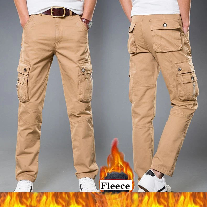 Winter Fleece Warm Tactical Pants Zip Cotton Trousers Loose Army Green Cargo Pants Men Casual Plus Thicken Tooling Pants Size 40