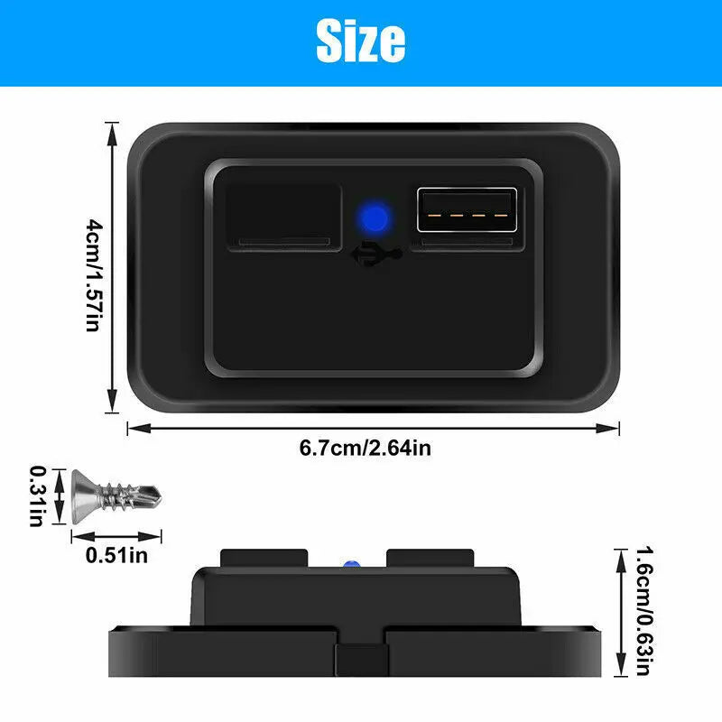 Dual USB Car Charger Socket 12V/24V 3.1A USB Charging Outlet Power Adapter for Motorcycle Camper Truck ATV Boat Car RV New