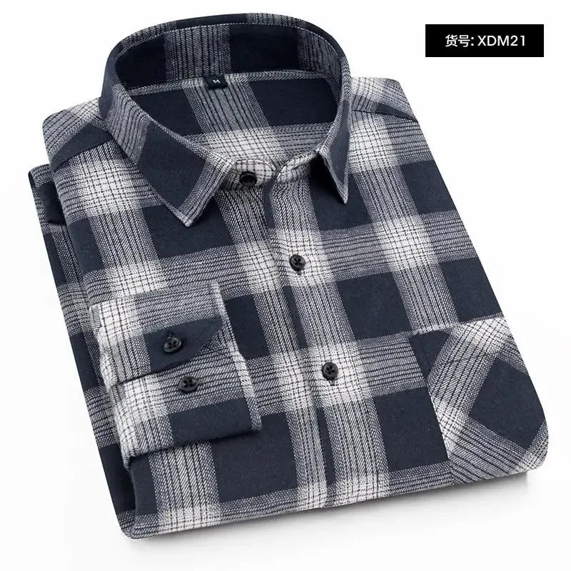 2026 New Men Flannel Plaid Shirt Soft Comfort Slim Fit Styles Brand For Man Cotton Spring Autumn Casual Long Sleeve Shirts