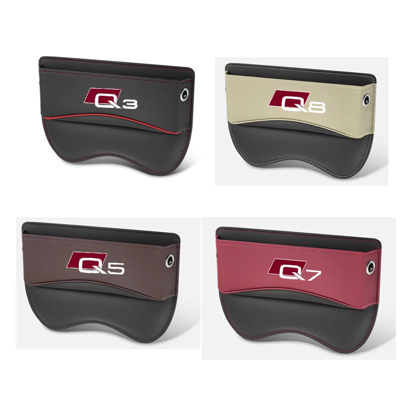 Car Seat Organizer Crevice Storage Box  Leather Accessories for AUDI Q2 Q3 Q5 Q7 Q8  Car  Accessories