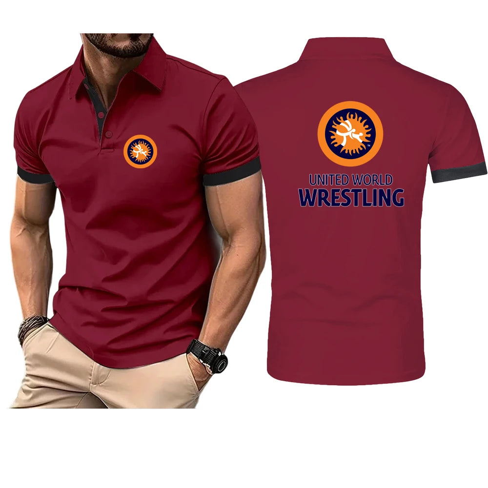 United World Wrestling UWW 2025 New Men's Polo Shirt Summer Lapel Short Sleeve Casual Breathable Light Luxury Cool T-Shirt