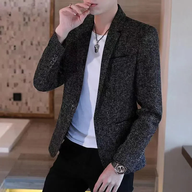 Short Party Men's Suit Jackets Coat Cropped Male Blazer Gray Summer Spring Clothes Luxury Designer Fashion 2025 Casual Vintage