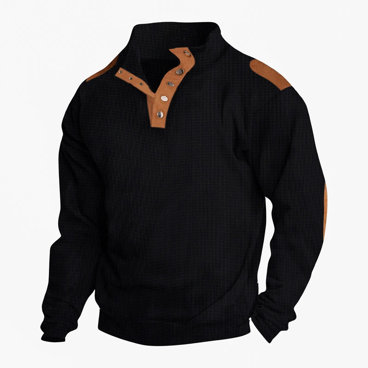 Spring and autumn new men's fashion embroidery solid color button sports casual comfortable stand collar long sleeve polo shirt