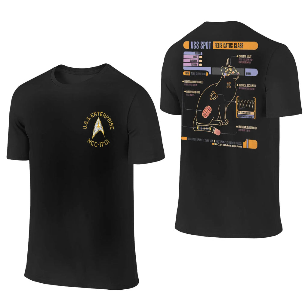 Stars Treks Movie T Shirts Men Women 100% Cotton Funny T-Shirt Round Collar U.S.S Enterprise Schematics Tee Clothes 2-sided Gift