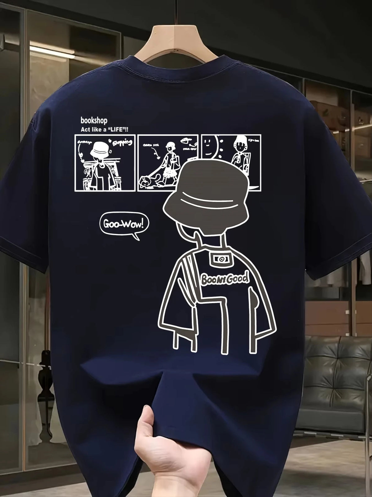 2026 Summer 2026 Summer New Men'S Cotton T-Shirt Casual Short-SleeveRound Neck Retro Comic Style Versatile for Harajuku Shirt